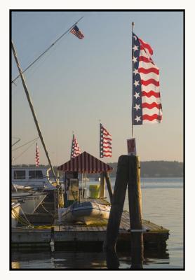 While at Brown's Wharf, flags fly,