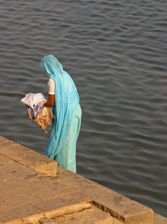 woman in blue