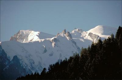 Aiguille du Midi (in the middle) and Mt.Blanc(right)
