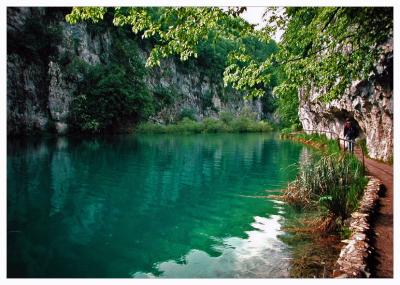 walking along,Lakes of Plitvice