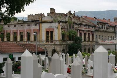 Bosnia,Mostar,graveyard in middle of the town