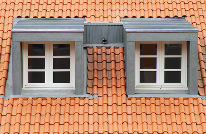 Twins in a orange-red roof