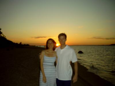 Anne and Jeff at beach sunset