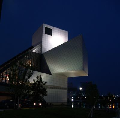 Rock and Roll Hall of Fame at night