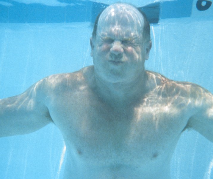 big irishman hairychest swimming underwater pool