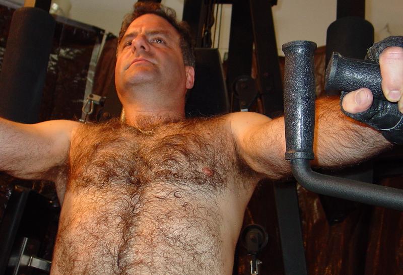 Hairychest Muscle Dad Home Garage Gym Workout Gallery