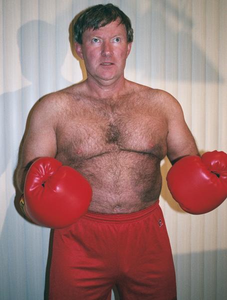 Hairy Boxing Man Jim Posing in Boxers Gear Throwing Punches Working up a Sweat