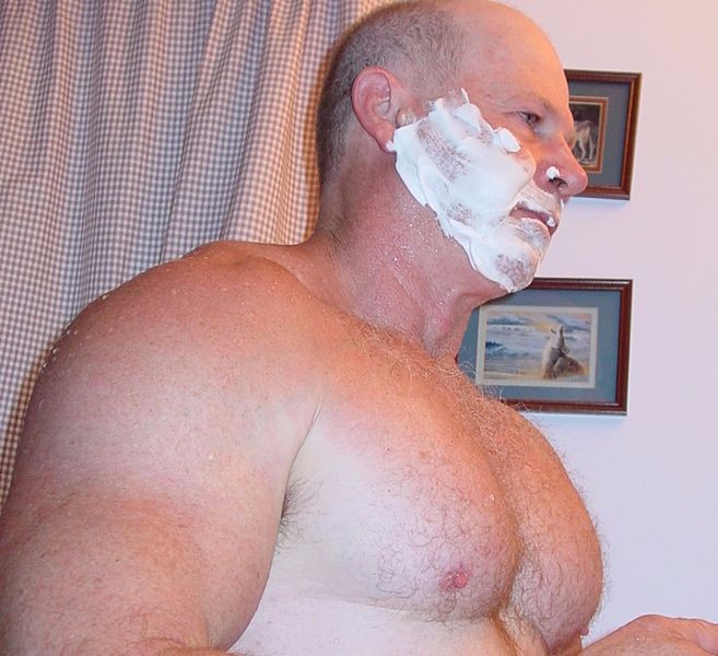 daddie bear shaving bathroom