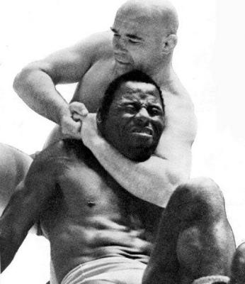 old classic vintage pro wrestling necklock choke