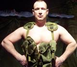 army manly guy posing military gear