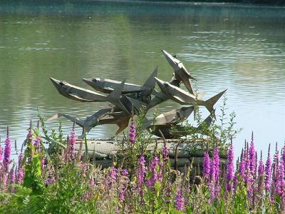 Sculpture on lake