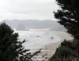 Coastline and sea stacks from a distance