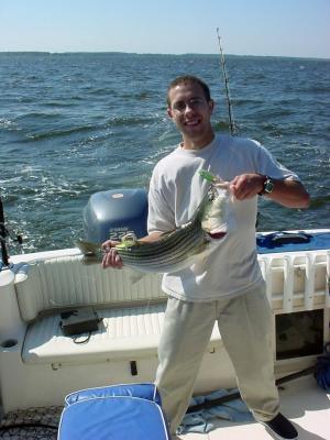 6/17/2005 Jonathan Burnett with 1st Maryland Striper  - 27 Striper off the Dumping grounds