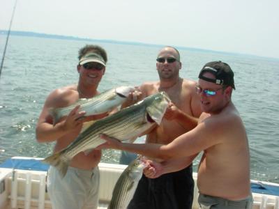 7/21/05 - Tim, Brandon, Steve show off nice triple with top fish at 32