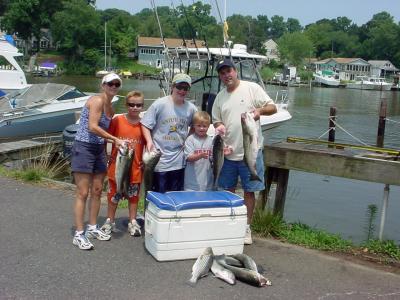7/25/2005 Hank Cassidy Family Charter - limited out with 10 nice Stripers from 24 to 30