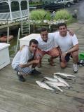 7/16/05 - Praveen Goyal Charter onboard the Down Time for 1st time fisherman caught some nice stripers  19- 25