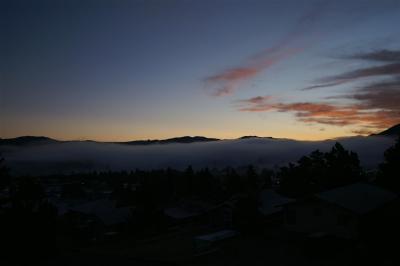 Estes Park in clouds at sunrise