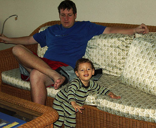 Chris and Oliver at home in Bangkok, May 2005
