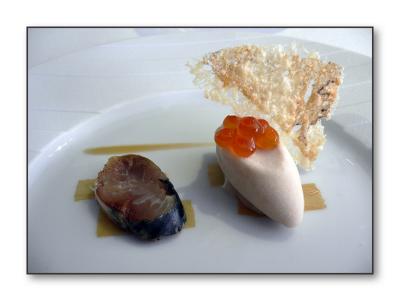 SARDINE ON TOAST SORBET, Ballotine of mackerel 'invertebrate', marinated daikon