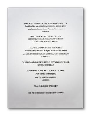 The Fat Duck 22 Course Tasting Menu Page 2
