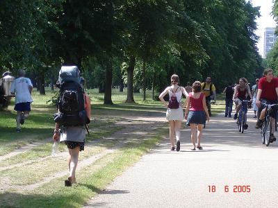 Backpackers with different size of pack