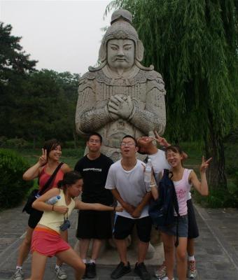 Sacred Way of the Ming Tombs. The statue is over 500 years old. The kids are alot younger