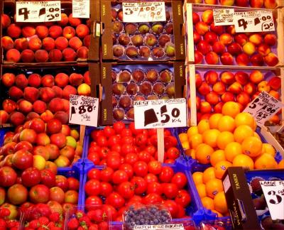 Oxford fruit stand in the covered market