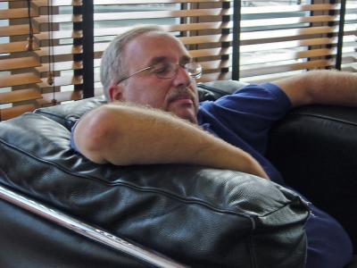 Loren Asleep in Dublin Admiral's Club