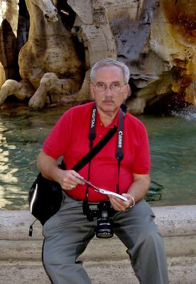 Loren Checking the Manual at Piazza Navona