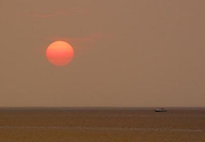 Boat in a Brassy Sunset 14187