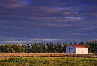 Railroad Building at Sunset