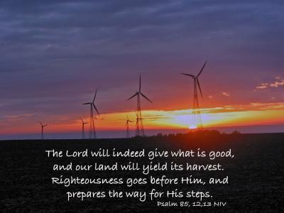 Windmills in the Evening - with a quote from the Psalms