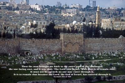The Golden Gates of Jerusalem With Quote from Ezekiel 44