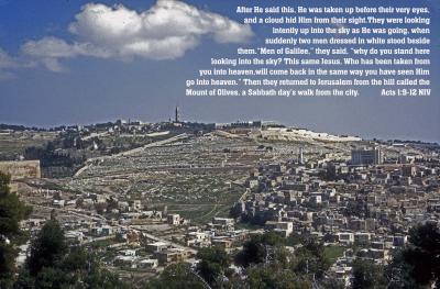 Mount of Olives from Mount Zion - Mount Moriah to the Left - Acts 1
