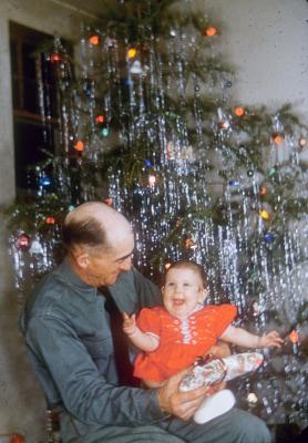 Elizabeth with Grandpa Lambert - First Christmas - 1951