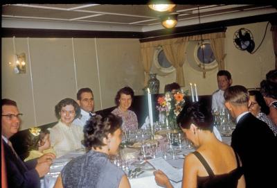 At the Dining Table with Passengers and Ship's Officers
