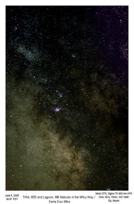 Trifid and Lagoon Nebulas in the Milky Way