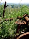 Rusty tractor in a field