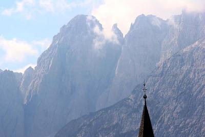 the church and the mountains