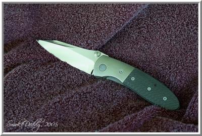 HP LCCDA Abalone studs, CF Scales, Satin Ti bolsters, Red Back Spacer