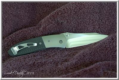 HP LCCDA Abalone studs, CF Scales, Satin Ti bolsters, Red Back Spacer