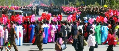 We were not supposed to get close to the Worker's Party Parade, but due to a change in plans we did.  