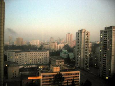 View from the Pyongyang Koryo Hotel.  Morning in Pyongyang.
