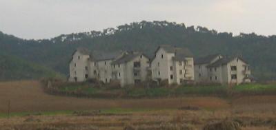 Close up of the housing of the collective farm.