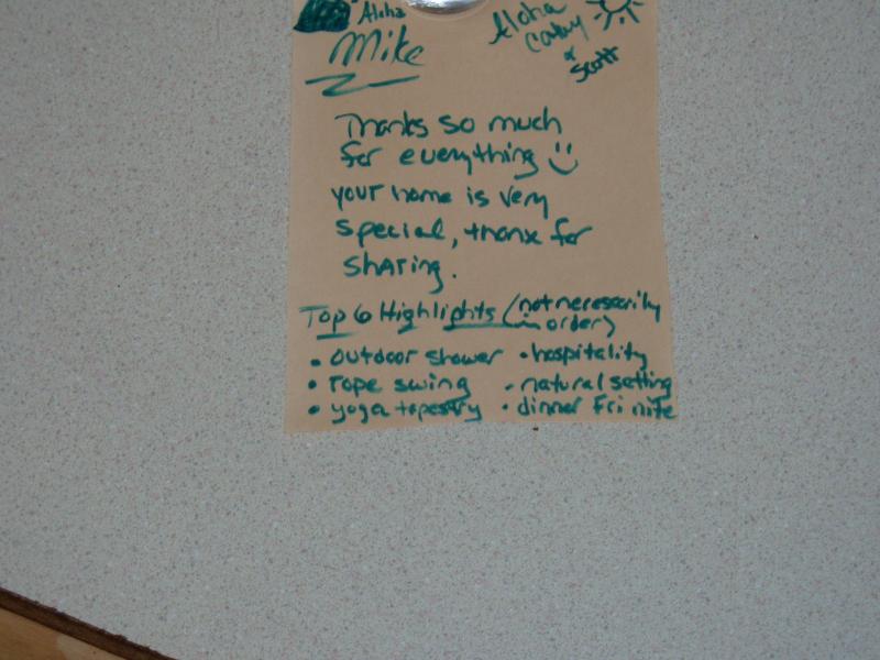 Thankyou note to Mike