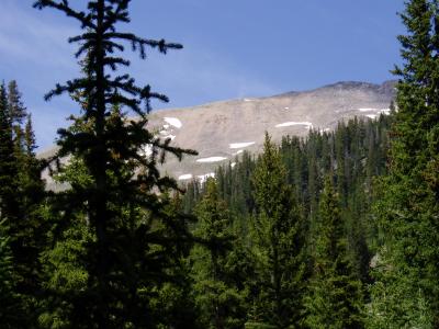 Looking up at Mount Yale