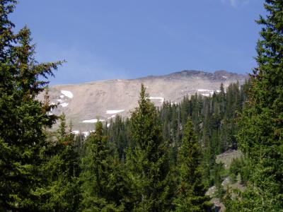 Looking up at Mount Yale