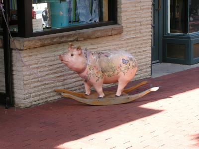 Wooden pig outside store in Boulder Co.JPG