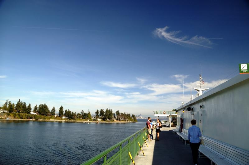 Looking back at Seattle from the harbor on Bainbridge Island
