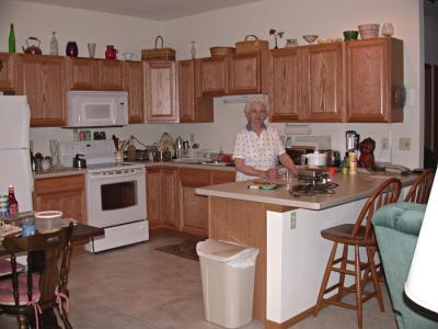 Mom in her new kitchen